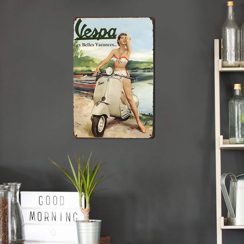 thumbnail image 4 of Placa Metal Retro Vespa Arte Pared para Bar Club Y Cafetería, 4 of 10