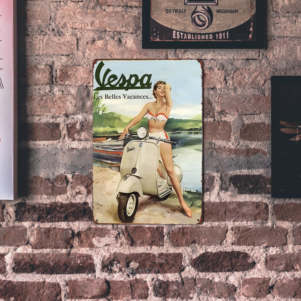thumbnail image 5 of Placa Metal Retro Vespa Arte Pared para Bar Club Y Cafetería, 5 of 10