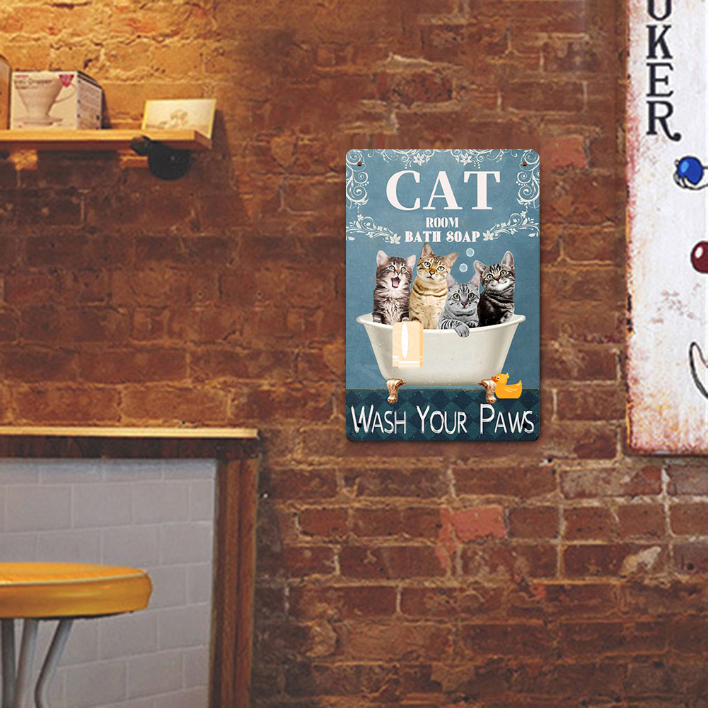 thumbnail image 4 of Placa Metal Retro Con Gato Y Bañera Cgtredaw Placa Letrero Póster Arte Pared para Bar 20x30cm, 4 of 10