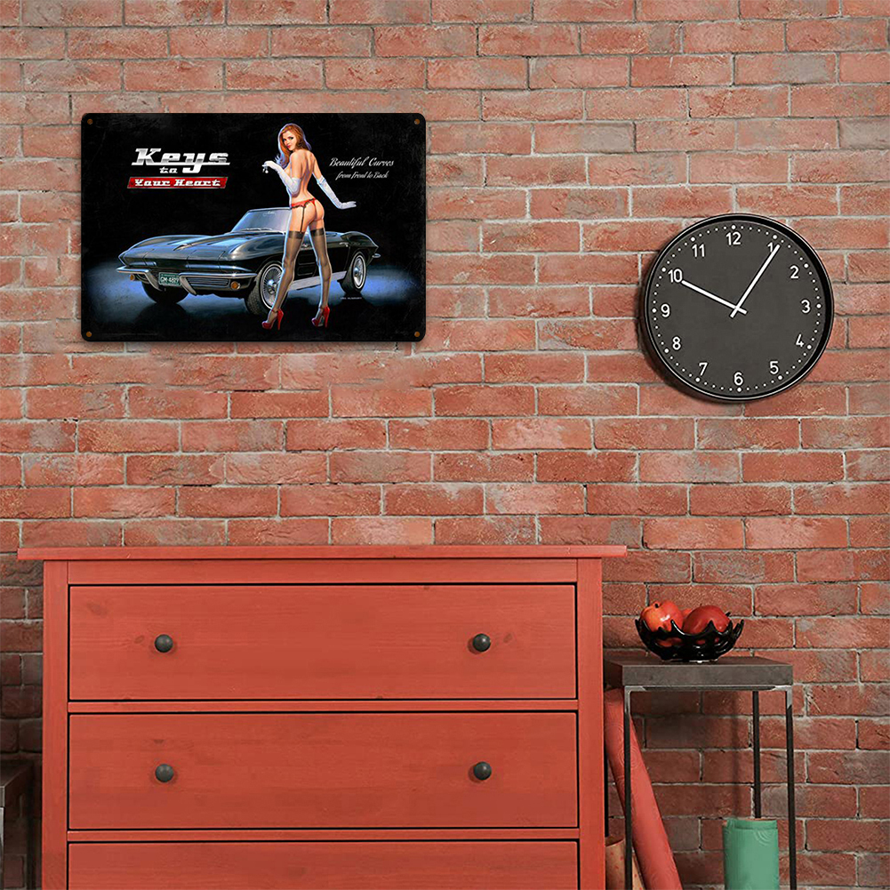 thumbnail image 4 of Póster Coche para Mujer Placa Metal Retro Letrero Accesorios Pared, 4 of 10