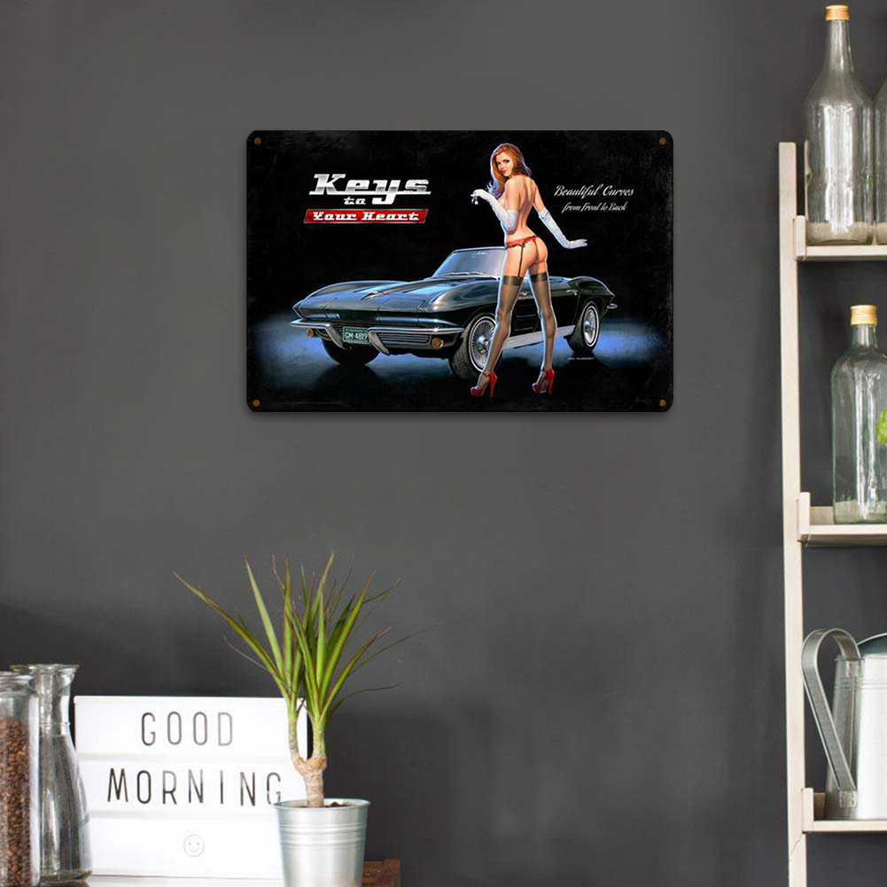thumbnail image 5 of Póster Coche para Mujer Placa Metal Retro Letrero Accesorios Pared, 5 of 10