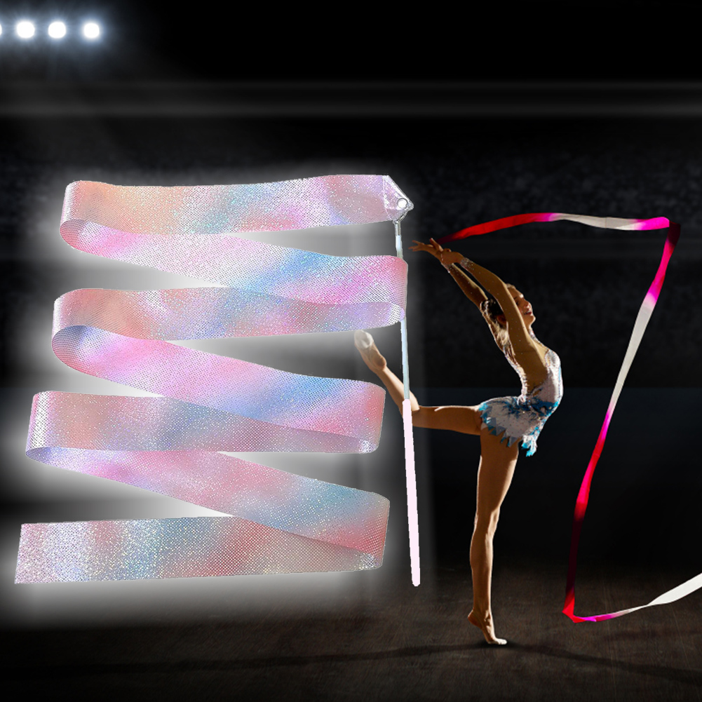 thumbnail image 2 of Cinta Danza Con Purpurina Intermitente Gimnasia Ballet Giratorio (4m Rosa), 2 of 2