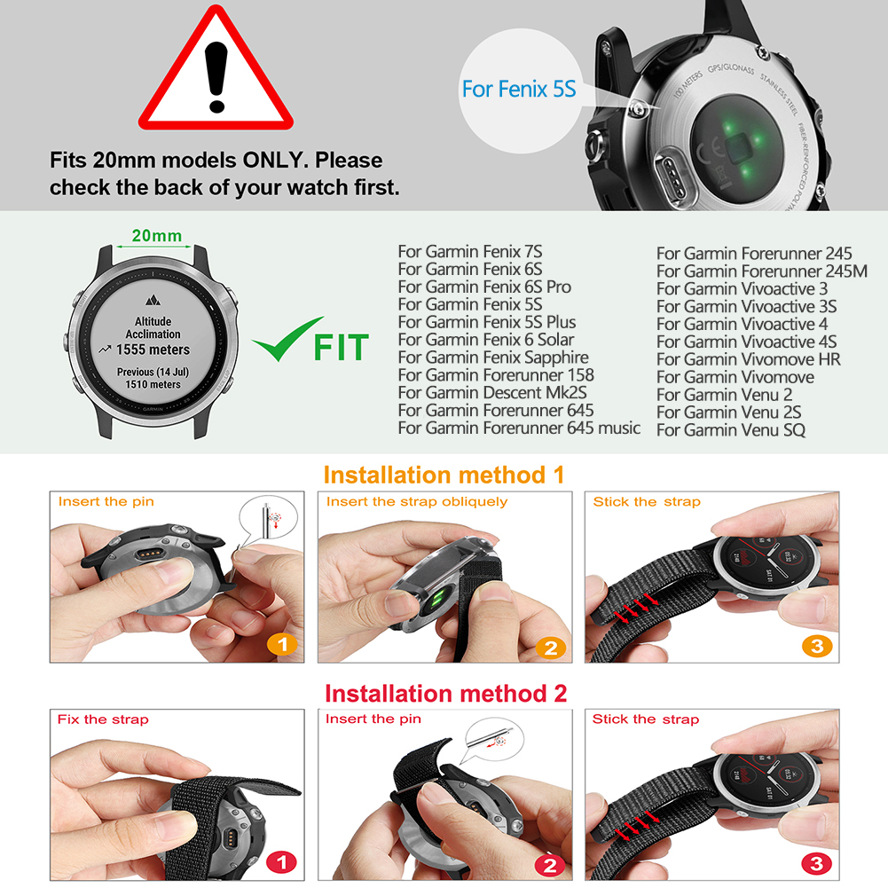 thumbnail image 3 of Correa de Nailon Ygjytge para Reloj 7S/6S/5S 20 Mm Negro, 3 of 9