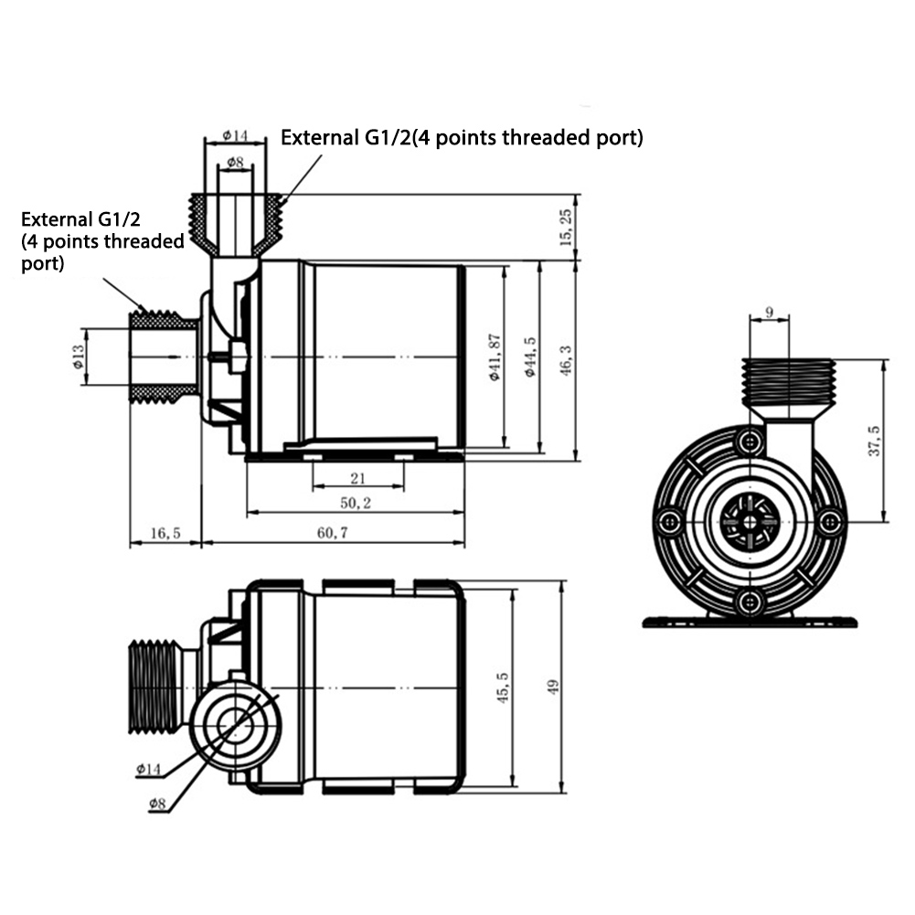 thumbnail image 3 of Bomba Sin Escobillas Btafrte 800L/h Fuente Sumergible Circulación Acuario 12V, 3 of 10