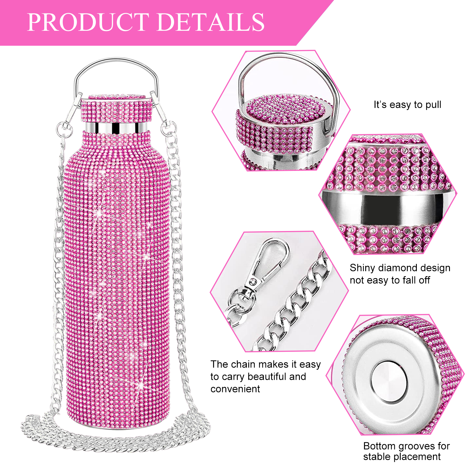 thumbnail image 4 of Botella FLhrweasw 750 ml Regalo para Mujer Rosa, 4 of 9