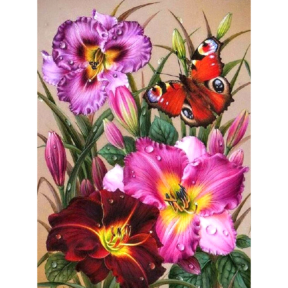 thumbnail image 2 of (DB5052) Serie Llena Diamantes Claveles Y Mariposas Flores Y Plantas Resina Diamante Cuadrado 30x40cm, 2 of 2