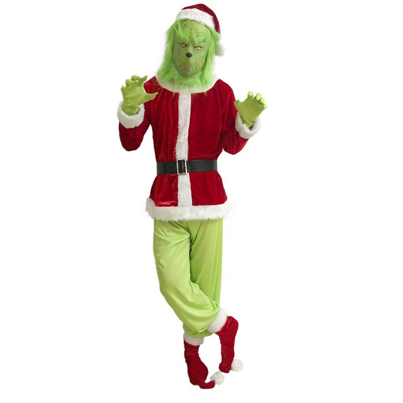 thumbnail image 3 of Conjunto Cosplay Traje Papá Noel Accesorios Monstruo para Fiesta Navidad Verde, 3 of 10