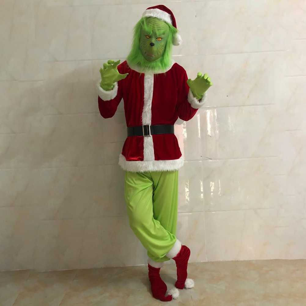 thumbnail image 4 of Conjunto Cosplay Traje Papá Noel Accesorios Monstruo para Fiesta Navidad Verde, 4 of 10